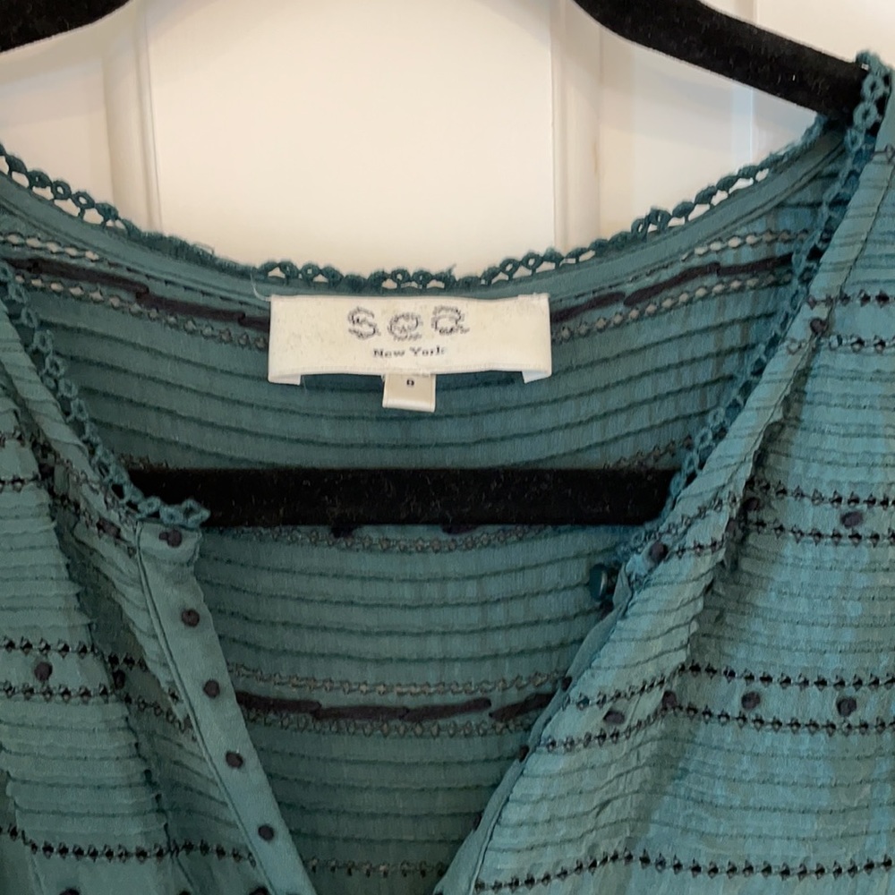 SEA azzedine green flutter sleeve smock midi dress - Picture 9 of 13